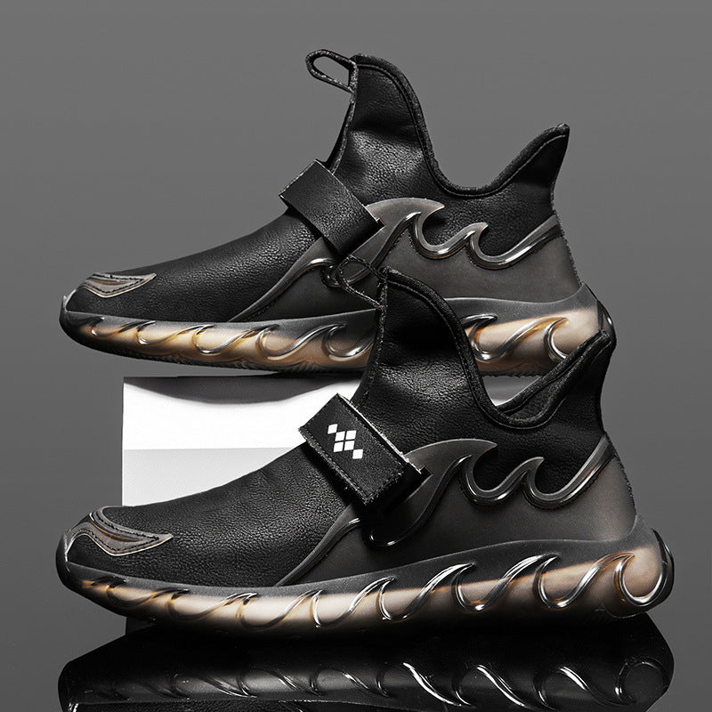 Spring Men’s Leather Sneakers – Breathable Lightweight Casual Sports Shoes for Men – Large Sizes 45, Trendy Korean Style