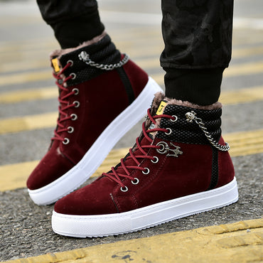 Casual Fashion Sneakers for Men | Fleece-Lined High-Top Suede Shoes – Stylish & Comfortable Everyday Wear