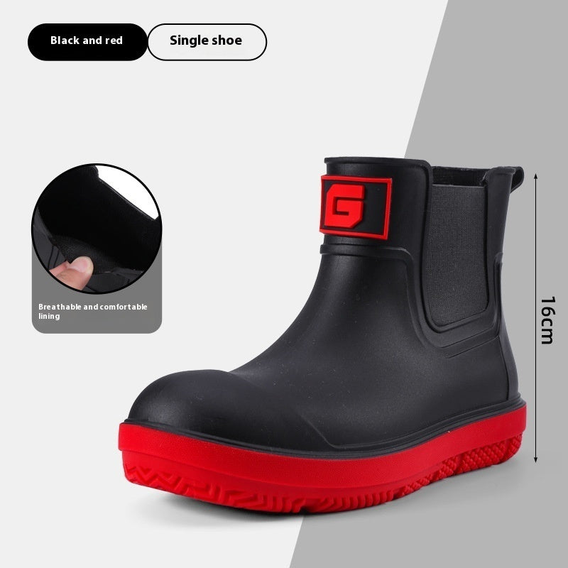 Men’s Waterproof Non-Slip Platform Shoes – Fleece-Lined Casual Rain Boots