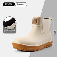 Men’s Waterproof Non-Slip Platform Shoes – Fleece-Lined Casual Rain Boots