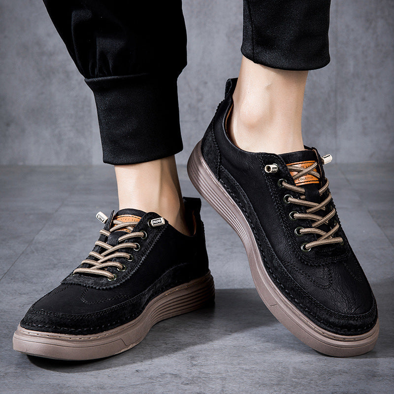 Summer Men’s Leather Perforated Sneakers – Breathable Sports & Casual Shoes for All-Day Comfort